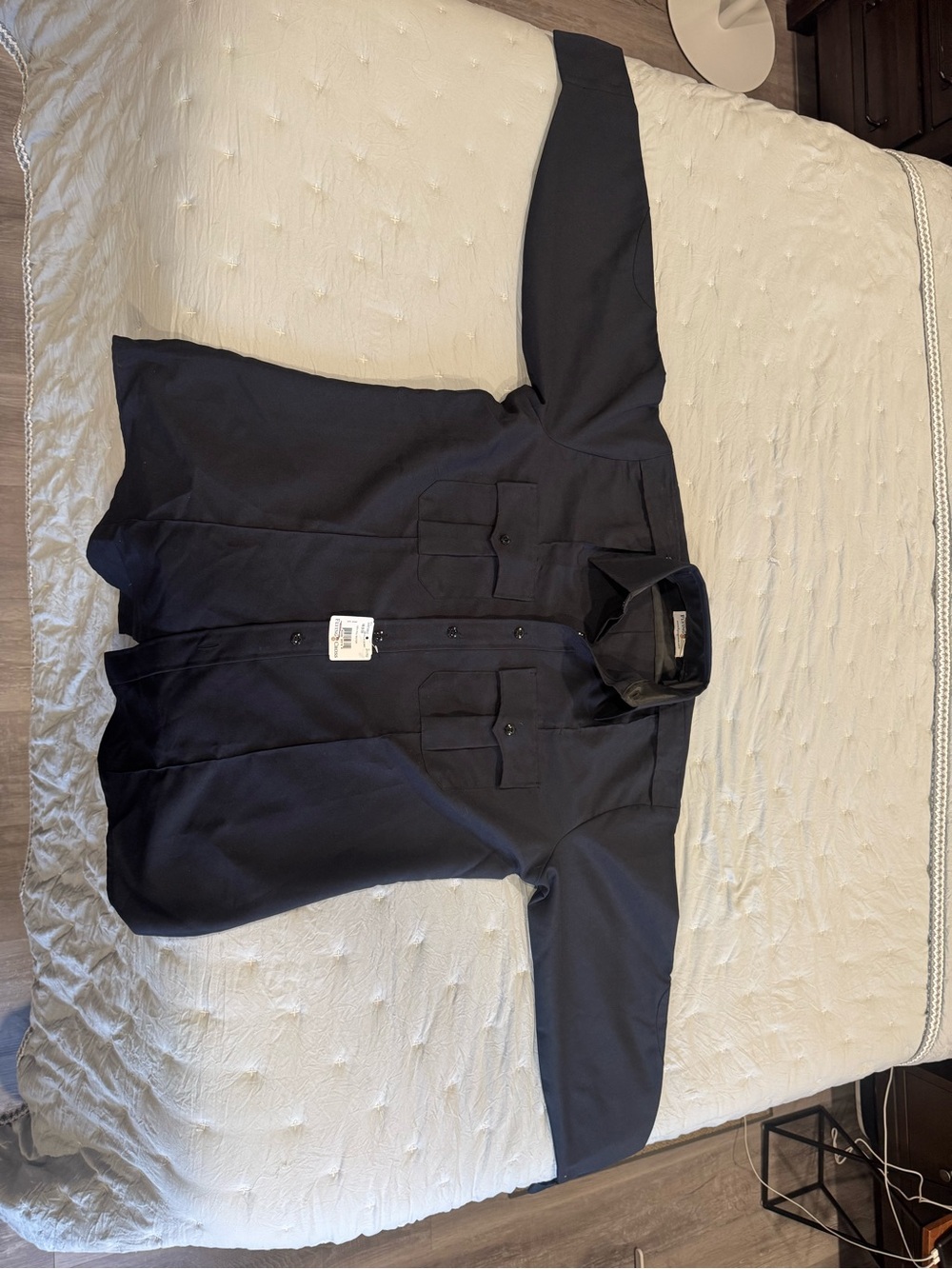 Flying Cross Navy Blue Long Sleeve Shirt. 100% Polyester. New, never worn